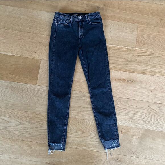 Black Orchid - Denim Jeans with Frayed Edges in Black